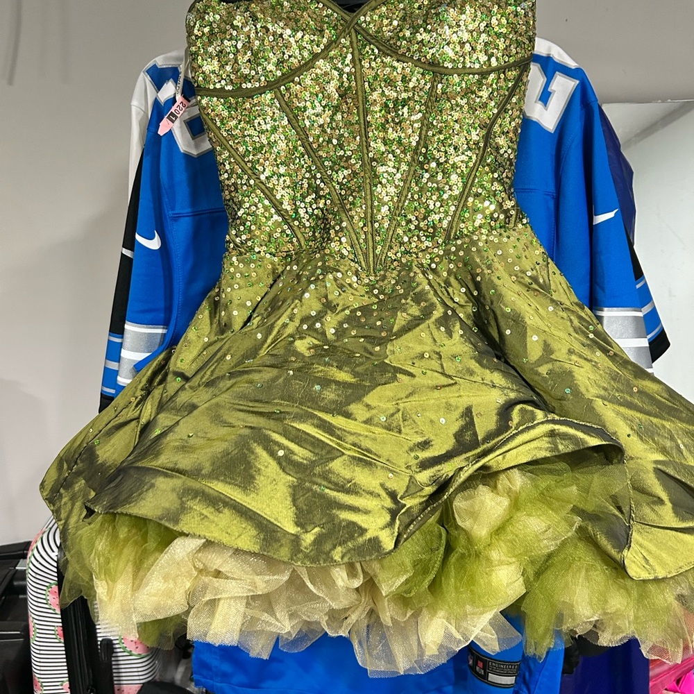 Jovani Olive Green Dress with Sequins